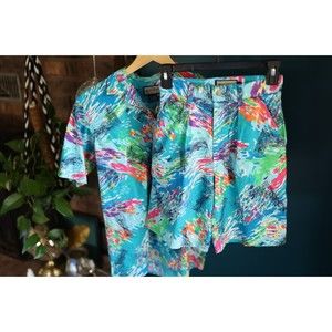 ruff hewn Vintage tropical button shirt and matching shorts Shirt S Size 4 Short